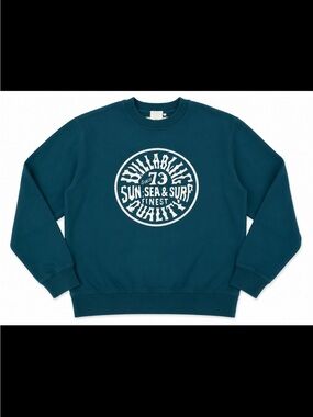 Billabong Teal Graphic Crewneck Sweatshirt Sun Sea Surf Logo Pullover Size Large